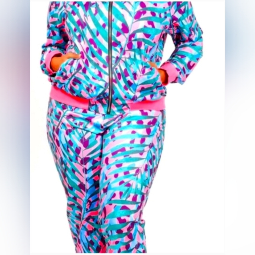Sassy Jones Havana Pink Ribbed Trimmed Jogger Set